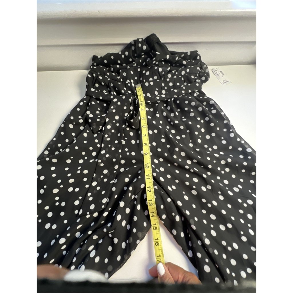 Roz & Ali Dressbarn Nwt Womens Polka Dot Jumpsuit Sz 4 Black Sretch — image 8 of 8